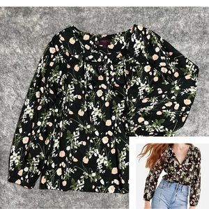J. Crew Liberty Art Fabrics Poppy Dreams Floral Peasant Shirt Women’s M Black